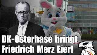 dk osterhase bringt friedrich merz eier